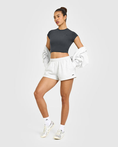 Foundations Oversized Shorts | Light Grey Marl