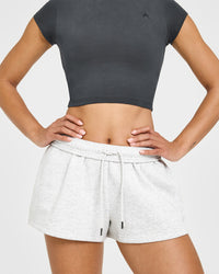 Foundations Oversized Shorts | Light Grey Marl