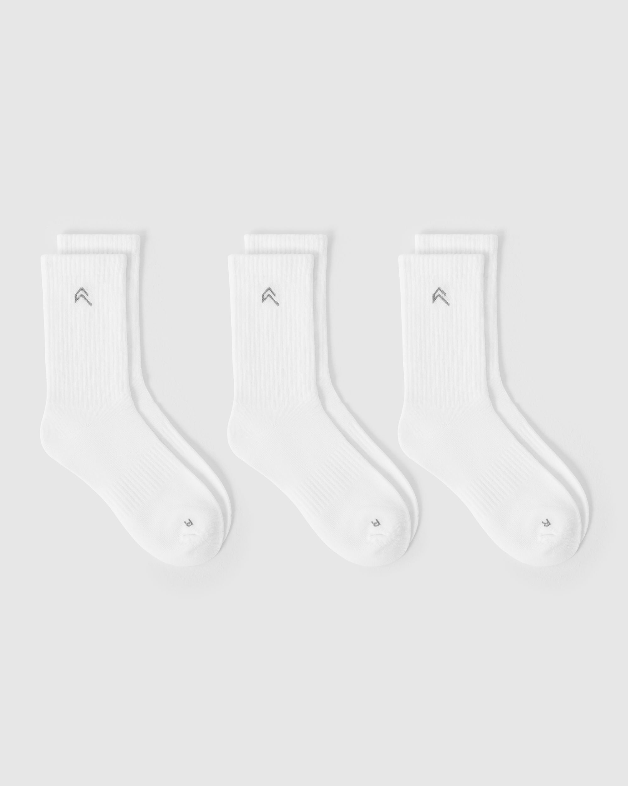 Lightweight Crew Socks 3 Pack | White