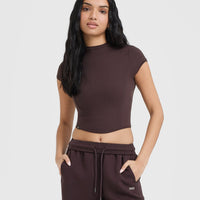 Mellow™ Rib Mid Mock Neck T-Shirt | Plum Brown