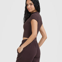 Mellow™ Rib Mid Mock Neck T-Shirt | Plum Brown