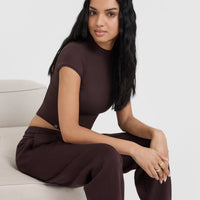 Mellow™ Rib Mid Mock Neck T-Shirt | Plum Brown