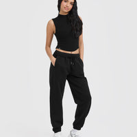 Mellow™ Rib Mid Mock Neck Tank | Black