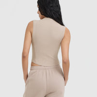 Mellow™ Rib Mid Mock Neck Tank | Mushroom Brown