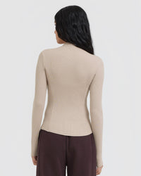 Mellow™ Rib Mock Neck Long Sleeve Top | Mushroom Brown