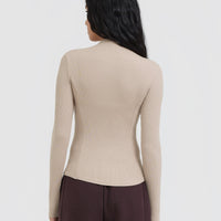 Mellow™ Rib Mock Neck Long Sleeve Top | Mushroom Brown