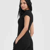 Mellow™ Rib Mock Neck T-Shirt | Black