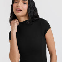 Mellow™ Rib Mock Neck T-Shirt | Black