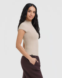 Mellow™ Rib Mock Neck T-Shirt | Mushroom Brown