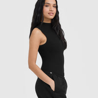 Mellow™ Rib Mock Neck Tank | Black