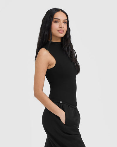 Mellow™ Rib Mock Neck Tank | Black