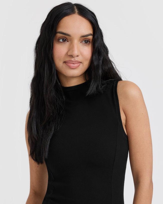 Mellow™ Rib Mock Neck Tank | Black