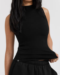 Mellow™ Rib Mock Neck Tank | Black
