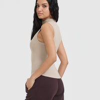 Mellow™ Rib Mock Neck Tank | Mushroom Brown