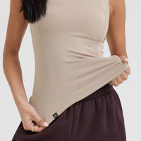 Mellow™ Rib Mock Neck Tank | Mushroom Brown