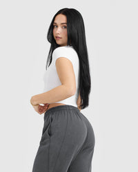 Mellow™ Rib Mid Mock Neck T-Shirt | White