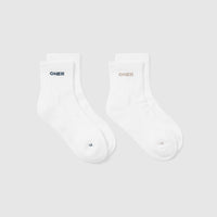 Mid Crew Socks 2 Pack | White/Mushroom Brown/Oil Blue