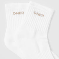 Mid Crew Socks 2 Pack | White/Mushroom Brown/Oil Blue