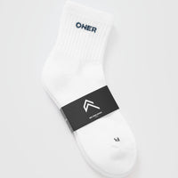 Mid Crew Socks 2 Pack | White/Mushroom Brown/Oil Blue