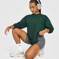 Classic Oversized Lightweight Long Sleeve Top | Racing Green