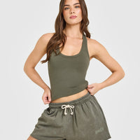 Cotton Fitted Mid Vest | Alpine Green