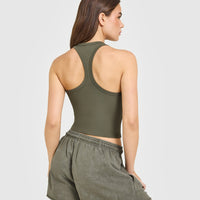 Cotton Fitted Mid Vest | Alpine Green