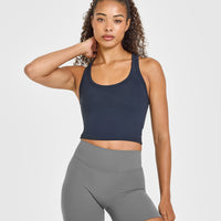 Cotton Fitted Mid Vest | True Blue