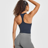 Cotton Fitted Mid Vest | True Blue