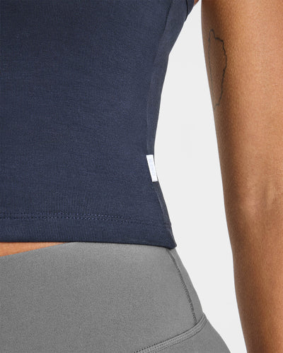 Cotton Fitted Mid Vest | True Blue