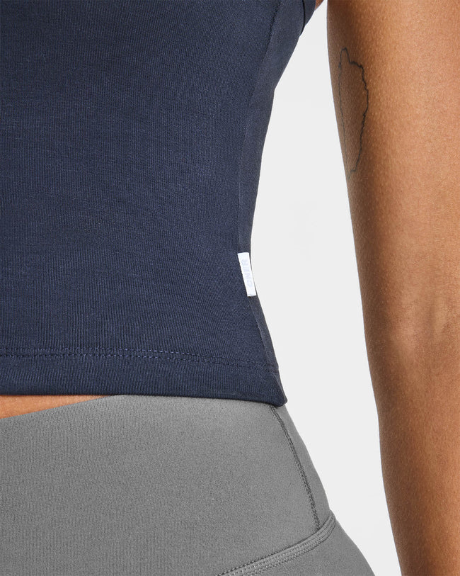 Cotton Fitted Mid Vest | True Blue