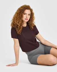 Cotton Relaxed T-Shirt | Plum Brown