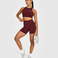 Effortless Seamless Shorts with White Logo | Rosewood