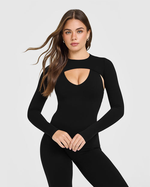 Oner Modal SoftMotion™ Shrug Cover with White Logo | Black