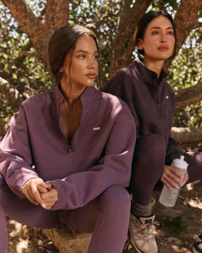 Foundations Oversized 1/4 Zip Sweatshirt | Vintage Purple
