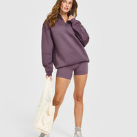 Foundations Oversized 1/4 Zip Sweatshirt | Vintage Purple
