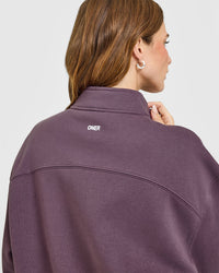 Foundations Oversized 1/4 Zip Sweatshirt | Vintage Purple