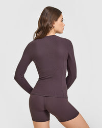 Mellow™ Rib Long Sleeve Cardigan | Umber Brown