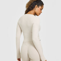 Mellow™ Rib Mid Long Sleeve Cardigan | Sand