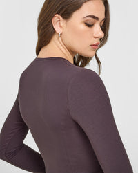 Mellow™ Rib Mid Long Sleeve Cardigan | Umber Brown