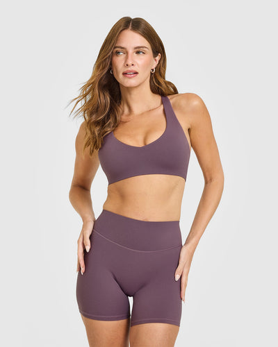 SoftMotion™ Bralette with White Logo | Vintage Purple