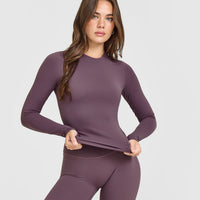 SoftMotion™ Long Sleeve Top with White Logo | Vintage Purple