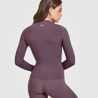 SoftMotion™ Long Sleeve Top with White Logo | Vintage Purple
