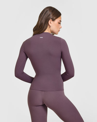 SoftMotion™ Long Sleeve Top with White Logo | Vintage Purple