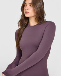 SoftMotion™ Long Sleeve Top with White Logo | Vintage Purple