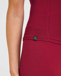 Mellow™ Rib Halter Neck Vest with Built in Bra Shelf | Ruby Red