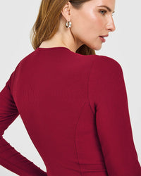 Mellow™ Rib Mid Long Sleeve Cardigan | Ruby Red