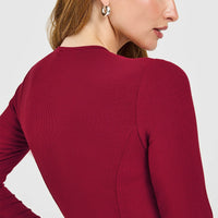 Mellow™ Rib Mid Long Sleeve Cardigan | Ruby Red