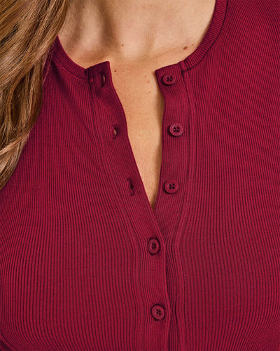 Mellow™ Rib Mid Long Sleeve Cardigan | Ruby Red