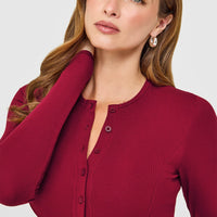 Mellow™ Rib Mid Long Sleeve Cardigan | Ruby Red