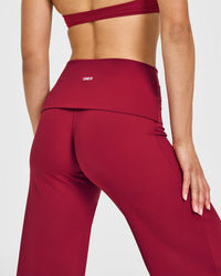 SoftMotion™ Fold Over Straight Leg Bottoms with White Logo | Ruby Red